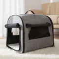 Foldable grey pet carrier house, breathable mesh design for dogs and cats, variant style - XS (Recommended Weight Within 4kg) / Gray