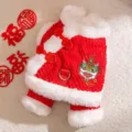 Cute winter pet four-leg warm cotton clothes red plush puppy cat festive apparel - S (Recommended weight 1.5-2.5kg) / Lucky Awakening Lion