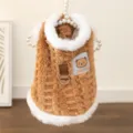 Bruine pluche huisdier vest voor kleine honden winter warme fleece puppy kleding met beren patch - M / Tops / Ollie bruine beer (met riembevestiging)