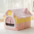 Cuccia in peluche per gatti e cani piccoli, design coniglio letto caldo invernale chiuso rosa - S (peso raccomandato entro 2,5 kg) / Tenda da Coniglio
