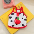Cute summer dog vest with 3D apple decor, cow print pet clothes for small dogs cats. - M / Dero Red Apple
