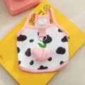 Cute cow print pet vest with 3D peach pendant, summer breathable small dog cat clothes apparel - M / Auli Pink Peach
