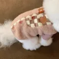 Cute plaid pet fleece vest for small dogs and cats, cozy winter warm dog clothes variant - Light Brown Vest
