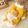 Leuke gele pluche hondenvest winter warme huisdierenkleding met schattige berendecoratie! - XS / Tops / Geel beertje (met riembevestiging)