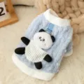 Schattig blauw pluche huisdier vest met panda, warme winter hondenkleding voor kleine honden. - XS / Tops / Blauwe panda (met riembevestiging)