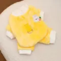 Warme Flanell Haustier Vierbeinige Kleidung für kleine Hunde Katzen niedliche Hasen Stickerei - S (Empfohlenes Gewicht 1,5-2,5 kg) / Gelbes Kaninchen