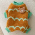 Kuscheliger Fleece-Haustieroverall für kleine Hunde und Katzen, warmer Winterhundepullover. - S (Empfohlenes Gewicht 1,5-2,5 kg) / Wellenmuster Bär Stil / Braun