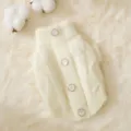 Cute white knitted dog sweater, warm pet winter clothes with pearls, cozy small puppy apparel. - S (Recommended weight 1.5-2.5kg) / Aesthetic Beige