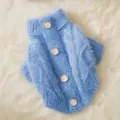 Cute blue pet knitted sweater for small dogs and cats winter warm plush apparel items - S (Recommended weight 1.5-2.5kg) / Aesthetic Blue