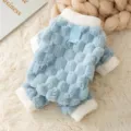 Warmer winter Haustier Fleece vierbeiniger Hundemantel gemuetlicher blauer Flanell Katze - S (Empfohlenes Gewicht 1,5-2,5 kg) / Einfarbig Blau (Mit Leinenring)