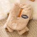 Gemütliche braune Fleece vierbeinige Haustier Hundekleidung Winter warme Welpen Kleidung. - S (Empfohlenes Gewicht 1,5-2,5 kg) / Einfaches Braun