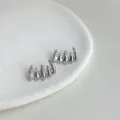 Detailaufnahme einzigartiger klauenförmiger Zirkon Silberohrringe mit feiner Textur. - 1069 Fünf-Krallen-Zirkonia