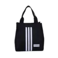 Bolso tote negro de lona con tres rayas blancas con diseño de moda para uso diario - Negro