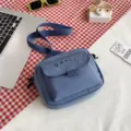 Solid color nylon crossbody bag for women, stylish campus style casual shoulder bag variant. - Blue