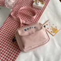 Solid color nylon crossbody bag for women, ins style student bag with dance print. - Pink