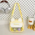 Cute Japanese style yellow ita bag with bunny ears, canvas crossbody shoulder bag. - Yellow