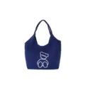 Blue canvas tote bag for women, cute casual large capacity shoulder handbag for daily use - Blue