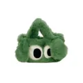 Cute green fluffy crossbody bag with big cartoon eyes, soft plush winter handbag for women. - Green