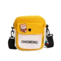 Graziosa borsa a tracolla in tela da donna, piccola borsa elegante gialla e bianca. - Giallo