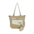 Sac cabas en toile bicolore de grande capacité pour le travail quotidien et les études. - Kaki