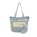 Sac cabas en toile bleu clair avec poches contrastées, sac bandoulière tendance au quotidien. - Bleu