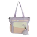 Sac à bandoulière coloré en toile pour femme, grand cabas fourre-tout avec petit porte-monnaie. - Violet