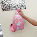 Borsa a tracolla per bambini con stampa di unicorno rosa, simpatica borsa petto. - Rosa