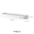 White plastic bathroom wall storage shelf with side hooks, compact and durable home organizer. - L