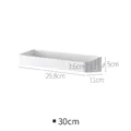 White bathroom wall shelf with hooks, punch-free kitchen storage organizer rack, 30cm. - S