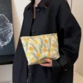 Tulip pattern cosmetic bag, large capacity portable travel wash pouch detail view. - Tulip