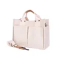 Casual canvas tote bag for women, large capacity shoulder bag with double handles and strap. - White