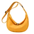 Fashion yellow nylon crescent crossbody bag, casual simple dumpling shoulder bag for women. - Yellow