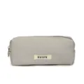 Grey canvas pencil case stylish stationery pouch large capacity minimalist zipper storage bag. - Off-White