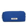 Blue canvas pencil case minimalist student stationery storage bag large capacity makeup pouch - Blue