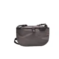 Grey nylon crossbody bag for women, casual simple shoulder bag with front button flap. - Light Gray