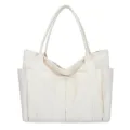 Large capacity canvas tote bag for women, casual shoulder bag and handbag for daily use. - Off White