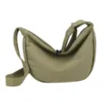 Green nylon casual crossbody shoulder crescent dumpling bag for women and daily use. - Dark Green