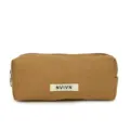 Brown canvas pencil case large capacity simple stationery storage bag for students - Brown