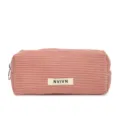 Roze corduroy etui, retro effen kleur grote capaciteit kantoorbehoefte opbergtas make-up tasje. - Roze