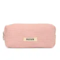 Roze corduroy etui en cosmetische tas, draagbare briefpapier opbergtas met metalen ritsluiting. - Lichtroze