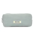 Lichtblauwe ribfluwelen etui grote capaciteit esthetische schrijfwaren make-up tas - Lichtblauw