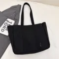 Schwarze Canvas Tote Bag große Kapazität Umhängetasche lässige Alltagstasche Damen Variante - Schwarz