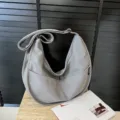 Grey Canvas Crescent Shoulder Bag Casual Crossbody Dumpling Bag Large Tote Handbag - Canvas Gray