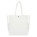 Simple white canvas tote bag casual shoulder bag large capacity shopping handbag for daily use - White