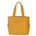 Yellow canvas tote bag, large capacity casual commuter shoulder bag for women solid color. - Yellow