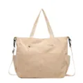 Casual corduroy tote bag large capacity shoulder bag retro commuter handbag for women everyday - Khaki