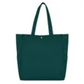 Dark green canvas tote bag, casual single shoulder bag with dual handles and snap button. - Green