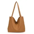 Brown canvas tote bag casual shoulder bag large capacity shopping handbag for women daily use - Brown