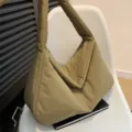Khaki quilted shoulder bag casual hobo tote versatile daily dumpling bag for women - Khaki