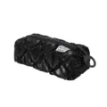 Trousse à crayons matelassée noire grande fermeture éclair pochette de maquillage portable quotidienne - Noir
